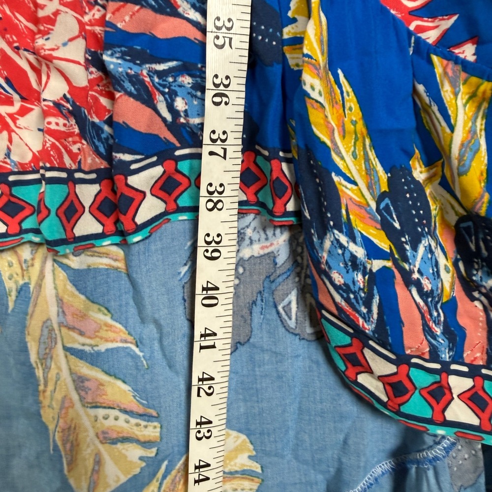 Flying‎ Tomato Size Medium Maxi Dress Blue Floral Tropical High Low Tie Waist - Picture 8 of 9